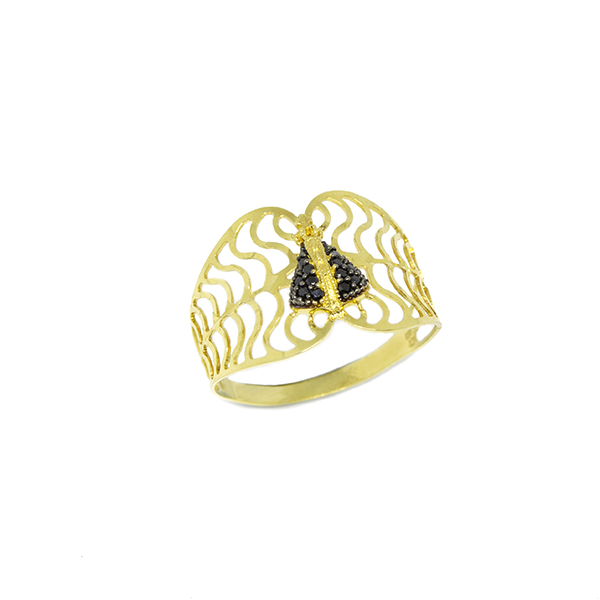 Anel Nsra. Aparecida Mimo com Zirc�nias em Ouro 18 Kilates - 22877